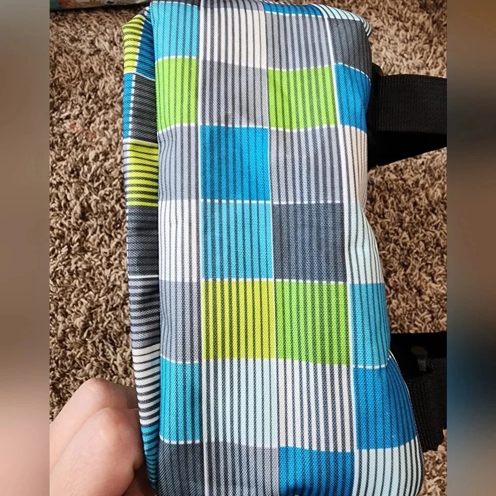 Dickies Mini Small Backpack Checkered Striped Blue/Green/Gray Adjustable Straps